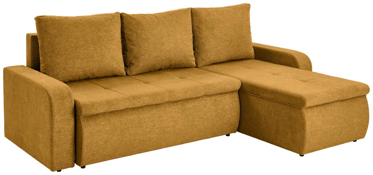 Ecksofa Larisa Gelb S: 235x158 cm - Gelb/Schwarz, KONVENTIONELL, Textil (235/158cm) - P & B