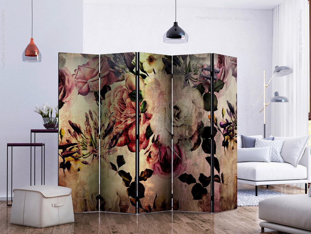 Paravent Rosa Beige B: 225 Cm - Beige/Rosa, Basics, Holz/Textil (225/172/3cm) - artgeist