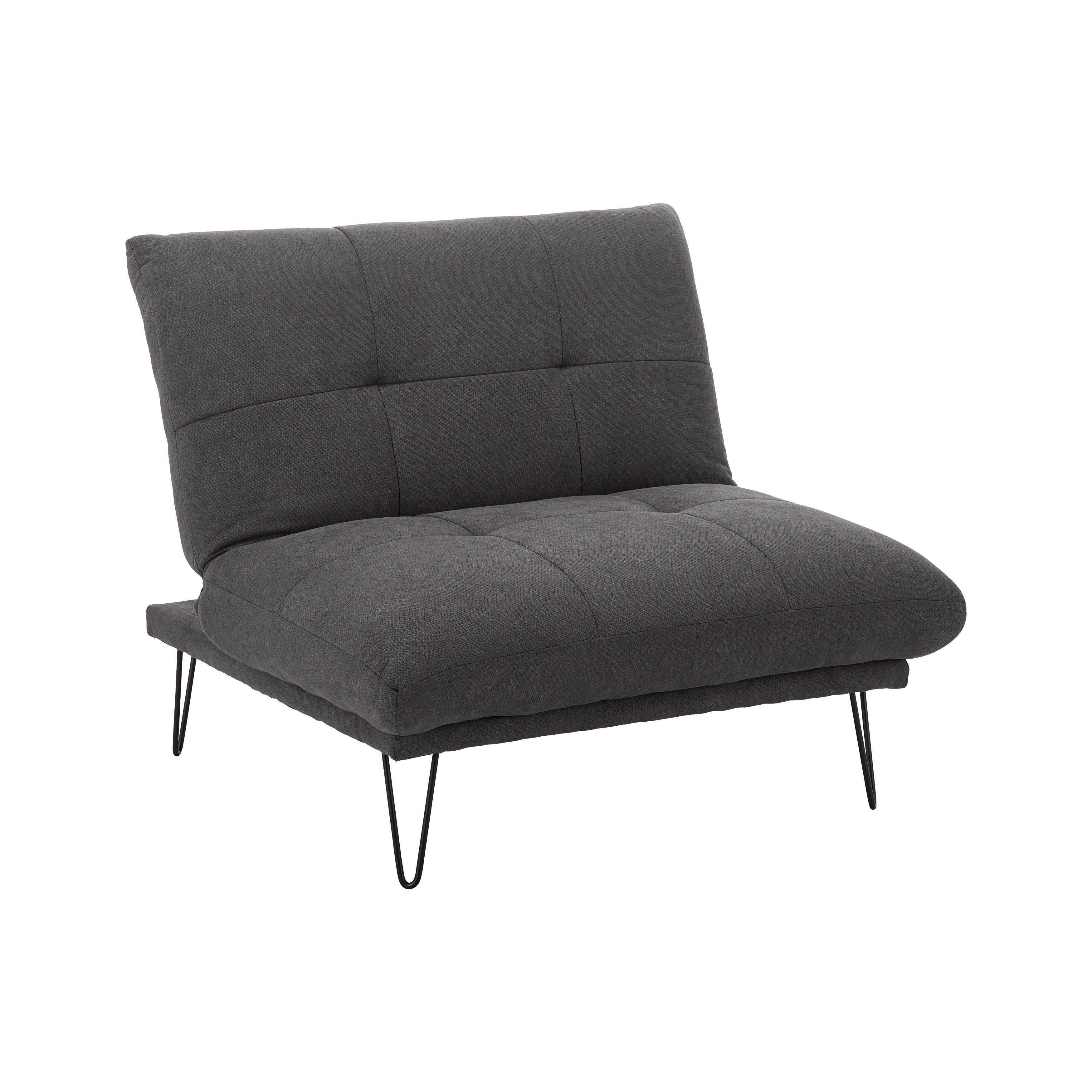 Rozkladacie kreslo CINDY, antracitová - čierna/antracitová, Modern, kov/drevo (102/120/46cm) - Bessagi Home