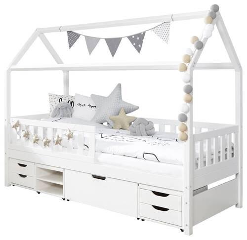 Hausbett 200x90 Cm Weiß Mit Stauraum