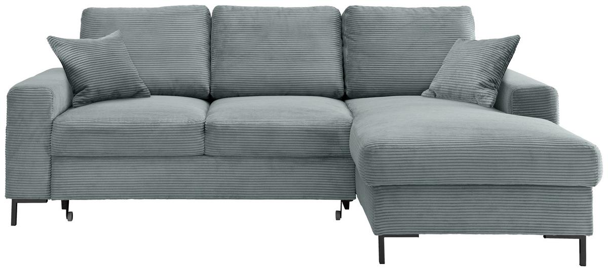Eckschlafsofa Zona, Hellblau S: 237x143 Cm - Schwarz/Hellblau, KONVENTIONELL, Textil (237/143cm) - Livetastic