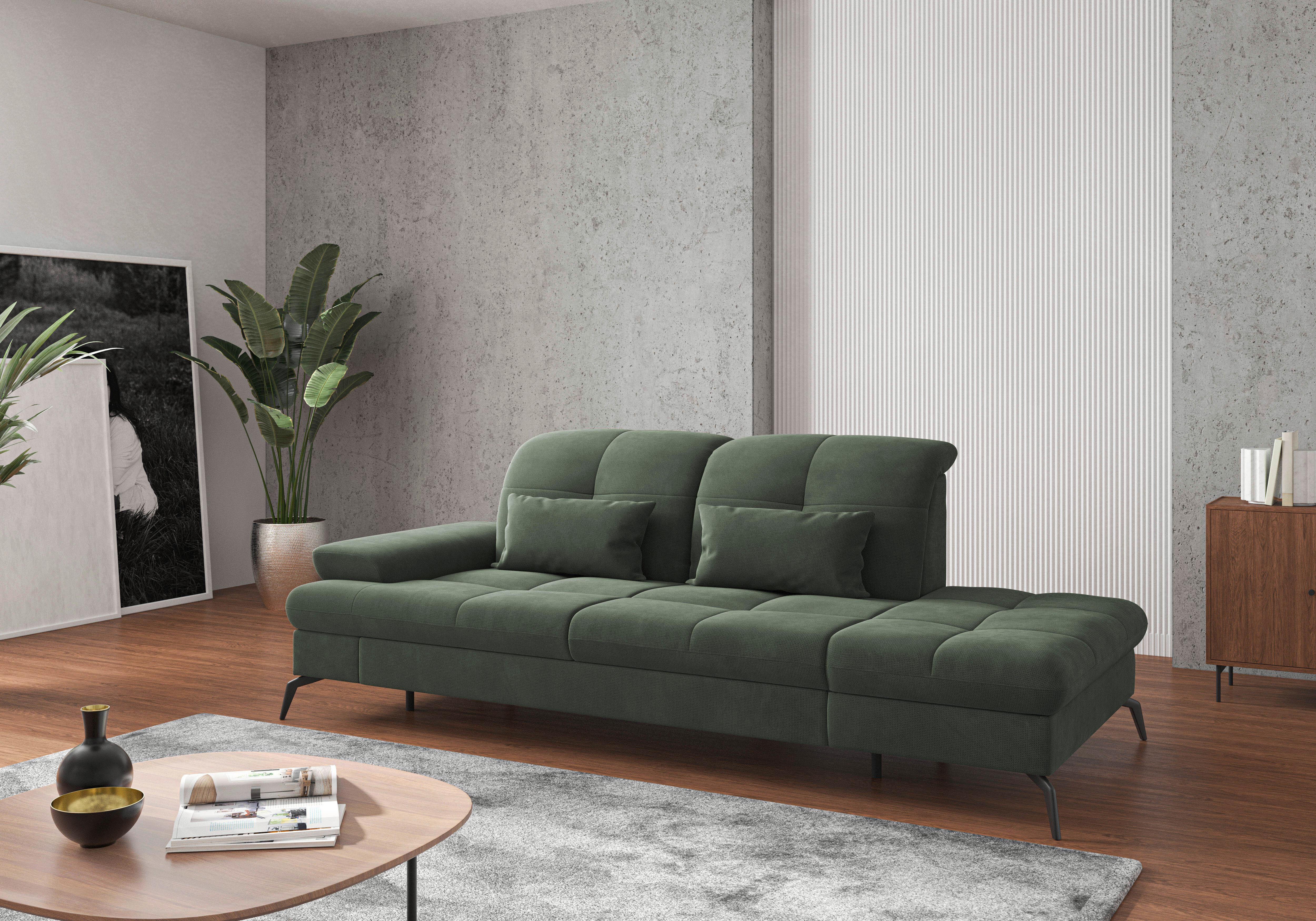 RÉCAMIERE Amica E, Grün B: 231 cm - Schwarz/Grün, KONVENTIONELL, Textil (231/90/122cm) - Sit & More