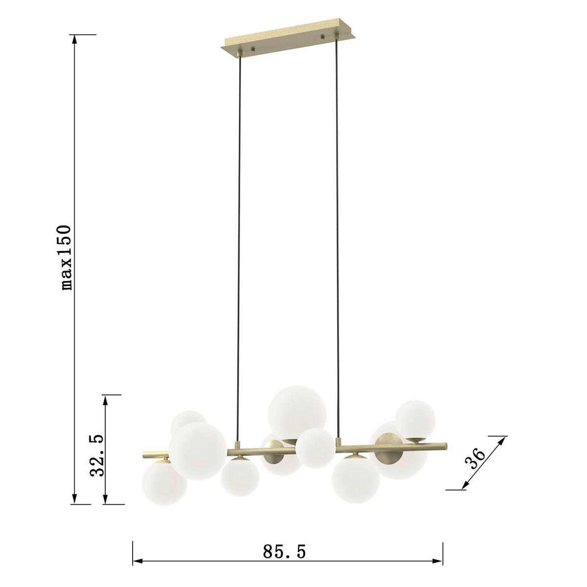 PENDELLEUCHTE Paloma Goldfarben L: 56 cm - Goldfarben, Design, Glas/Metall (86/33/150cm)