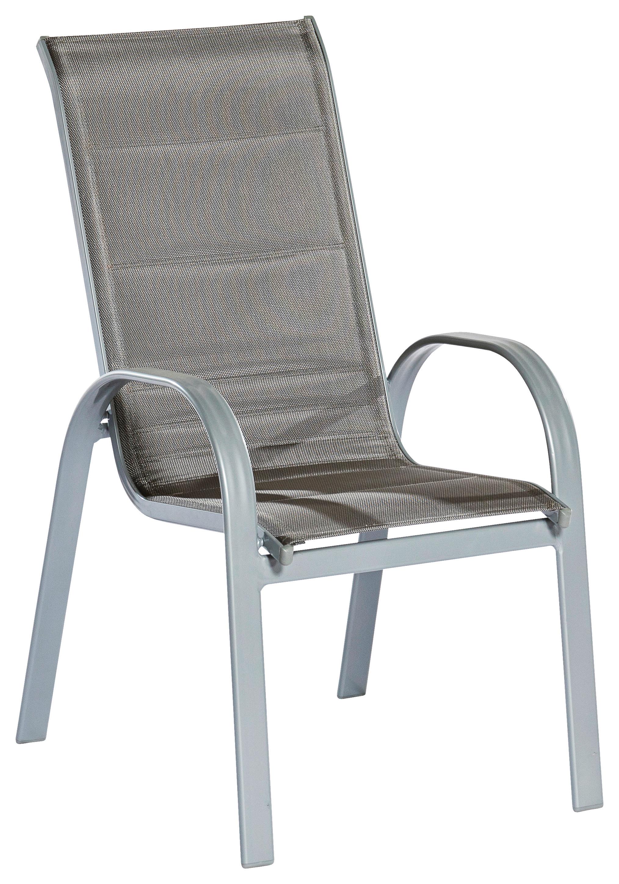 Gartensessel Stapelbar Amalfi Di Lusso Metall/textil - Silberfarben/Braun, KONVENTIONELL, Textil/Metall (56,5/104/77cm) - Gardenson