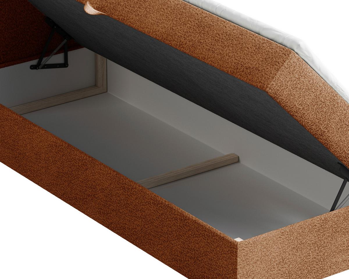 Boxbett London mit Topper 180x200 - Terracotta/Schwarz, MODERN, Holz/Kunststoff (180/200cm) - Livetastic