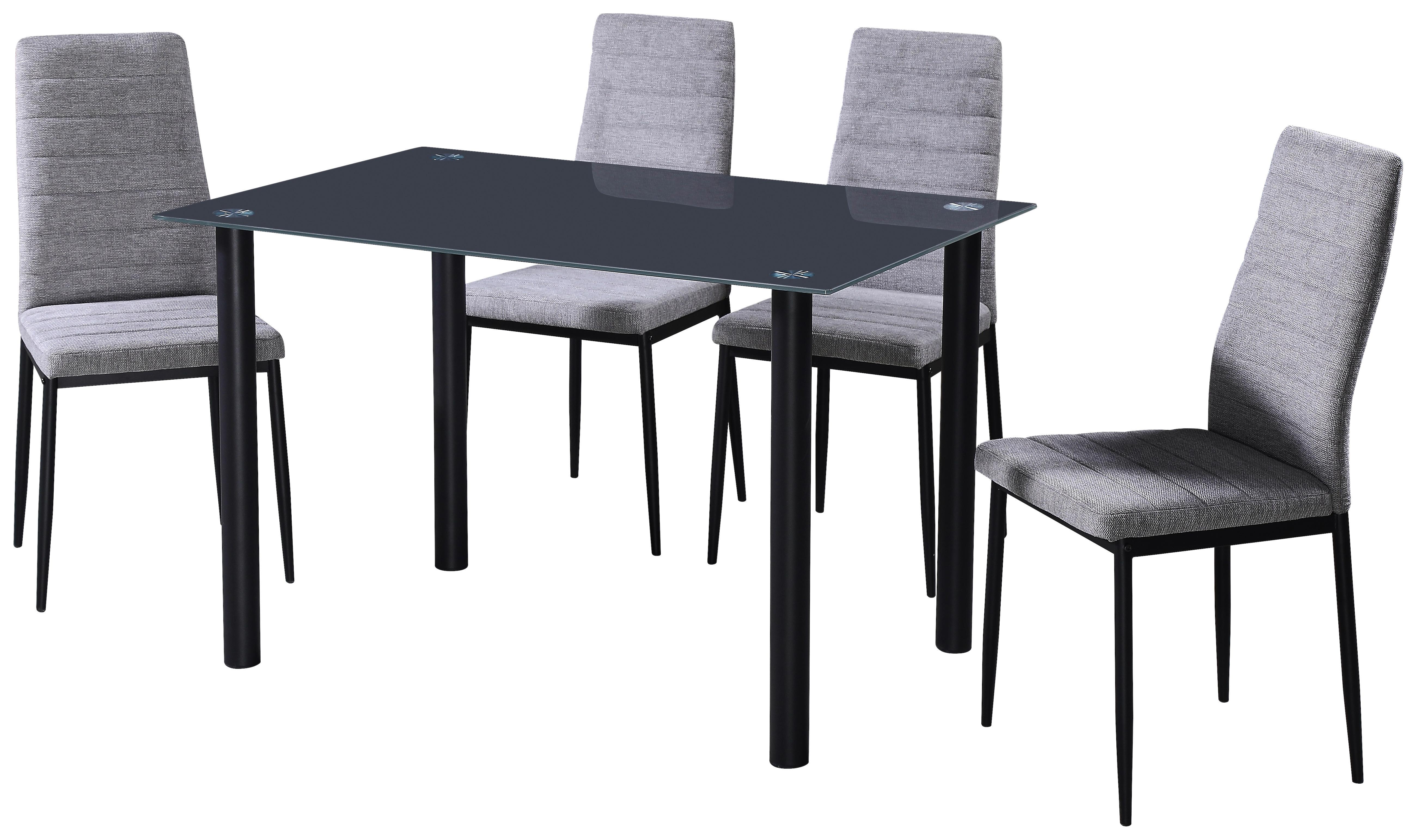 Étkezőgarnitúra Wels - fekete/szürke, konvencionális, Üveg/textil (120/75/80cm) - Nedis SmartLife