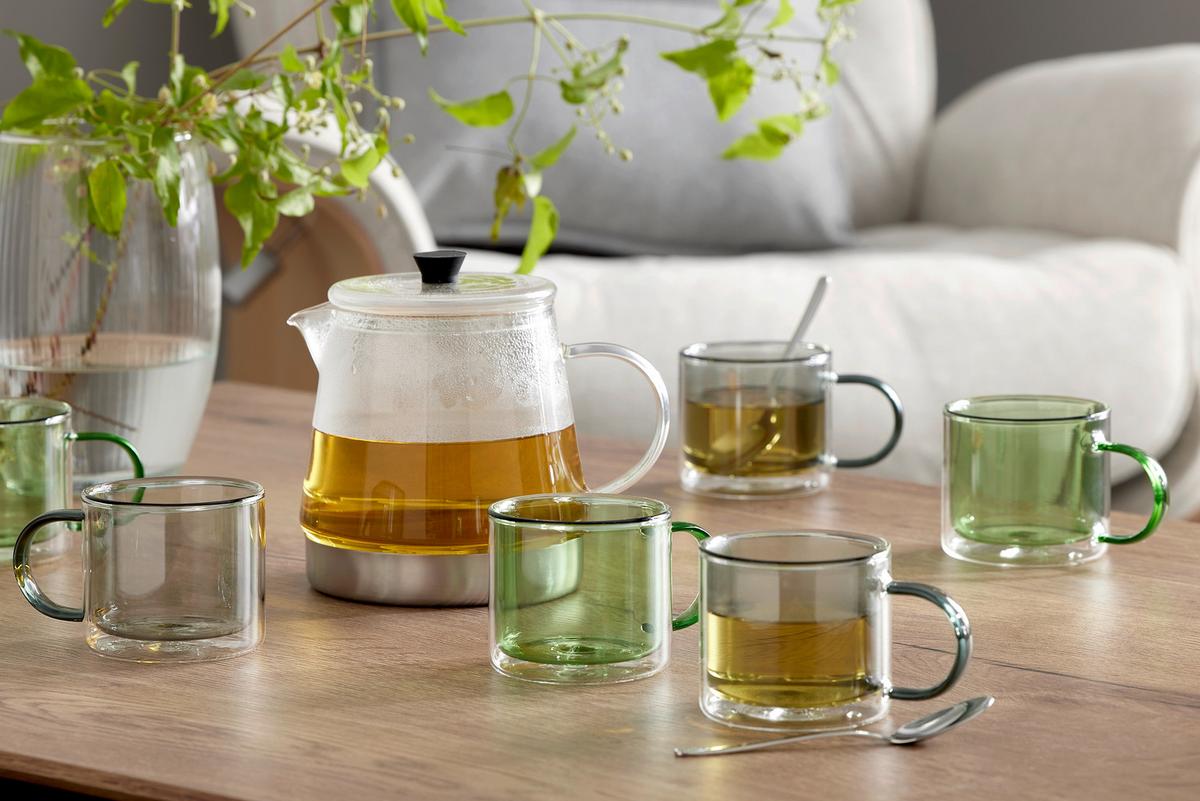 Teekanne Ted - Klar/Edelstahlfarben, Basics, Glas/Kunststoff (14.5/17cm) - James Wood