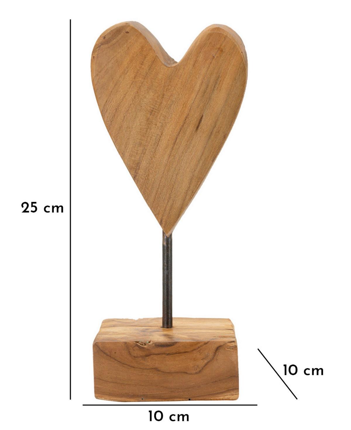 Skulptur Heart Teak Braun, B: 10 cm - Braun, Basics, Holz (10/25/10cm)
