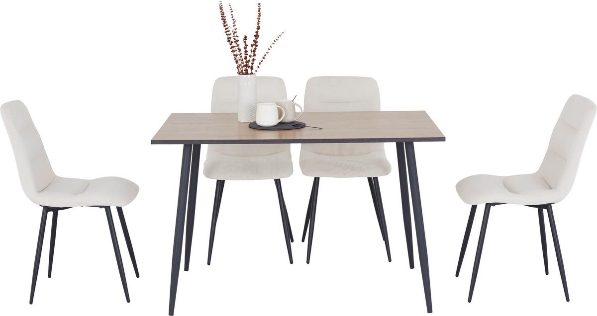 Esstisch Tom 120x76x80 Cm Naturfarben/schwarz - Schwarz/Naturfarben, KONVENTIONELL, Holzwerkstoff/Metall (120/76/80cm)