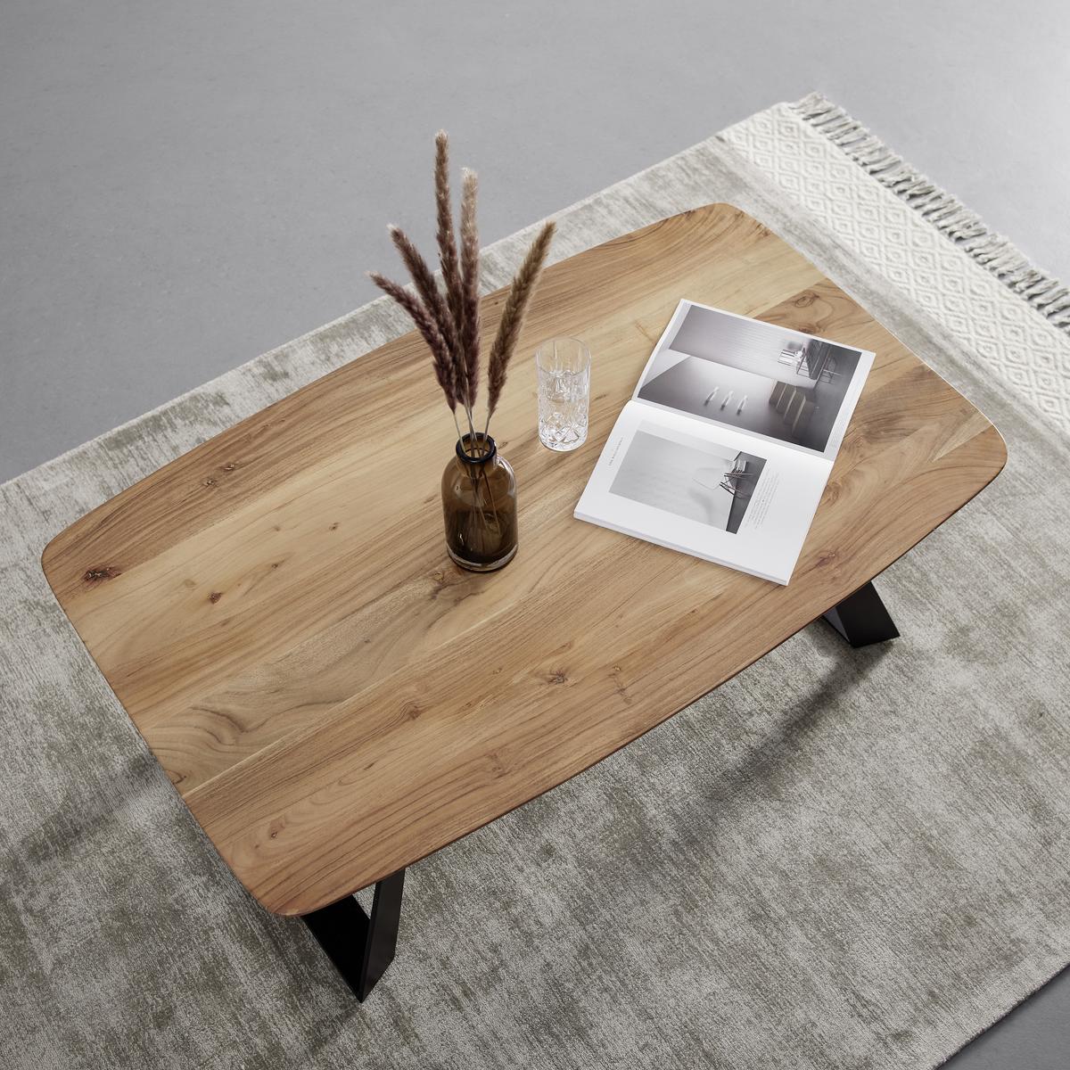 Konferenčný stolík BURGSINN 115x70 cm - čierna/farba akácie, Natur, kov/drevo (115/70/45cm) - Livetastic