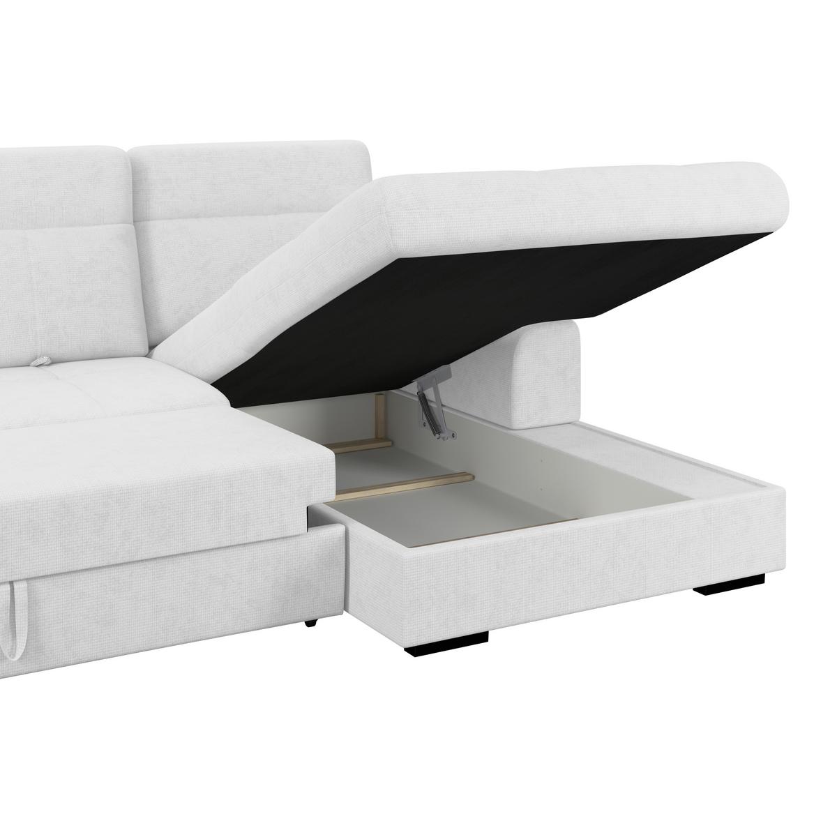 Ecksofa mit Bettfunktion Malaga new Chenille silber - Silberfarben/Schwarz, KONVENTIONELL, Textil (286/203cm) - Ondega