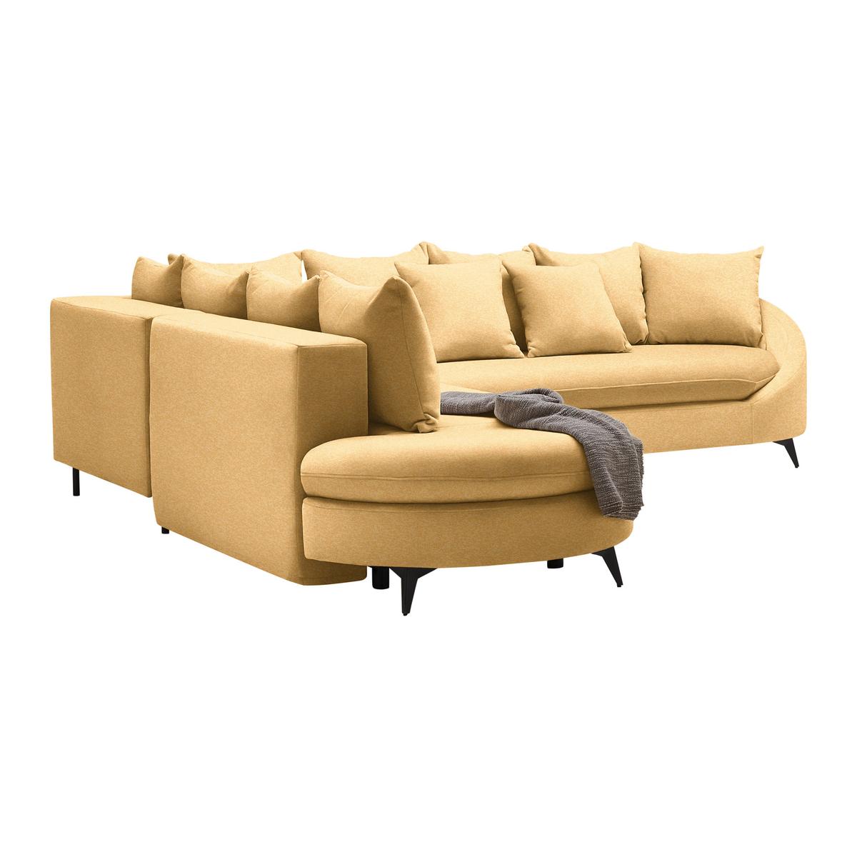 Rohová sedačka AXEL, levá, hořčicově žlutá tkanina - černá/hořčicově žlutá, Moderní, kov/textil (250/291cm) - Mömax