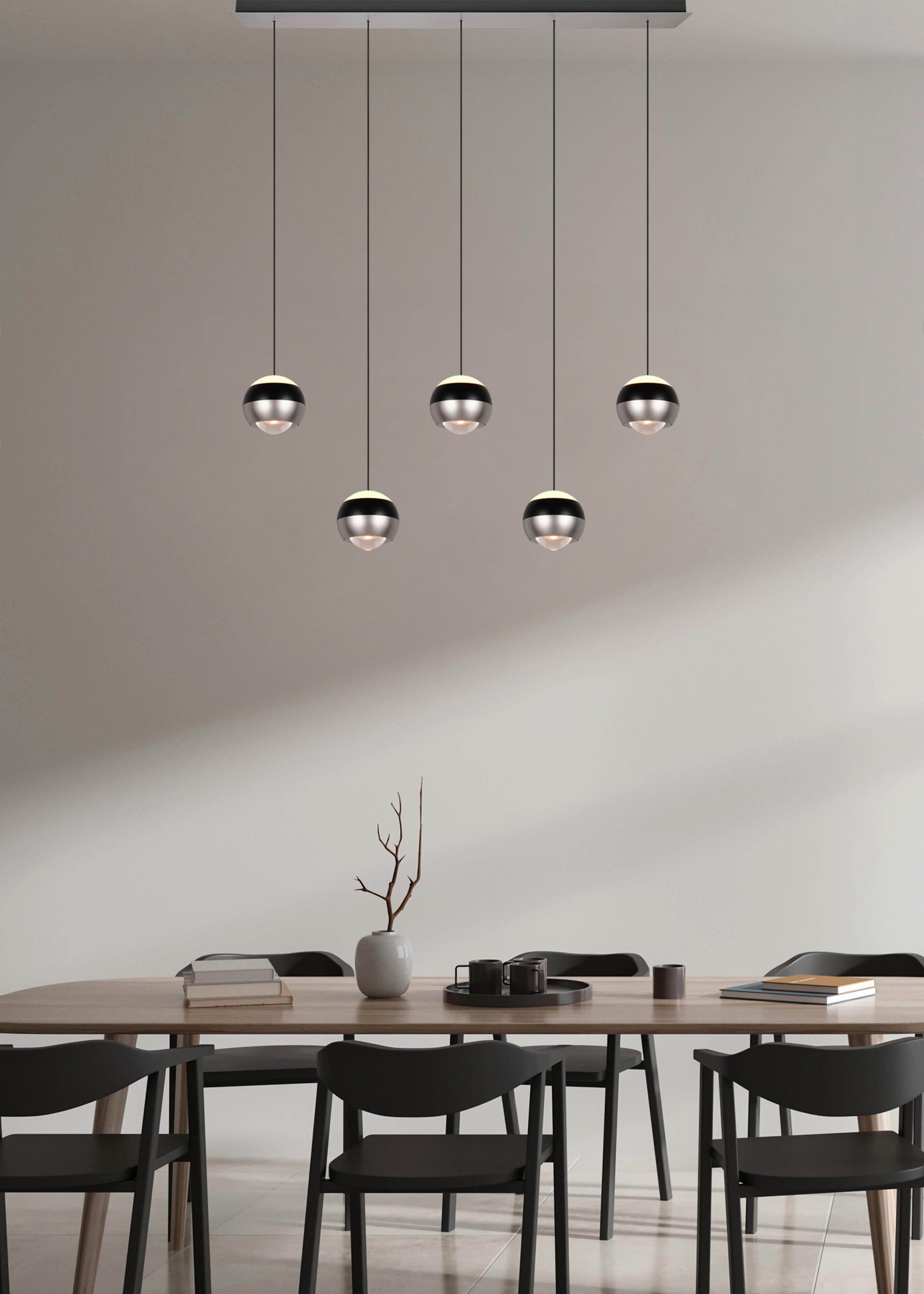 Led-pendelleuchte 344410507 Orbit - Schwarz/Nickelfarben, Design, Metall (100/10,5/200cm) - Trio Leuchten