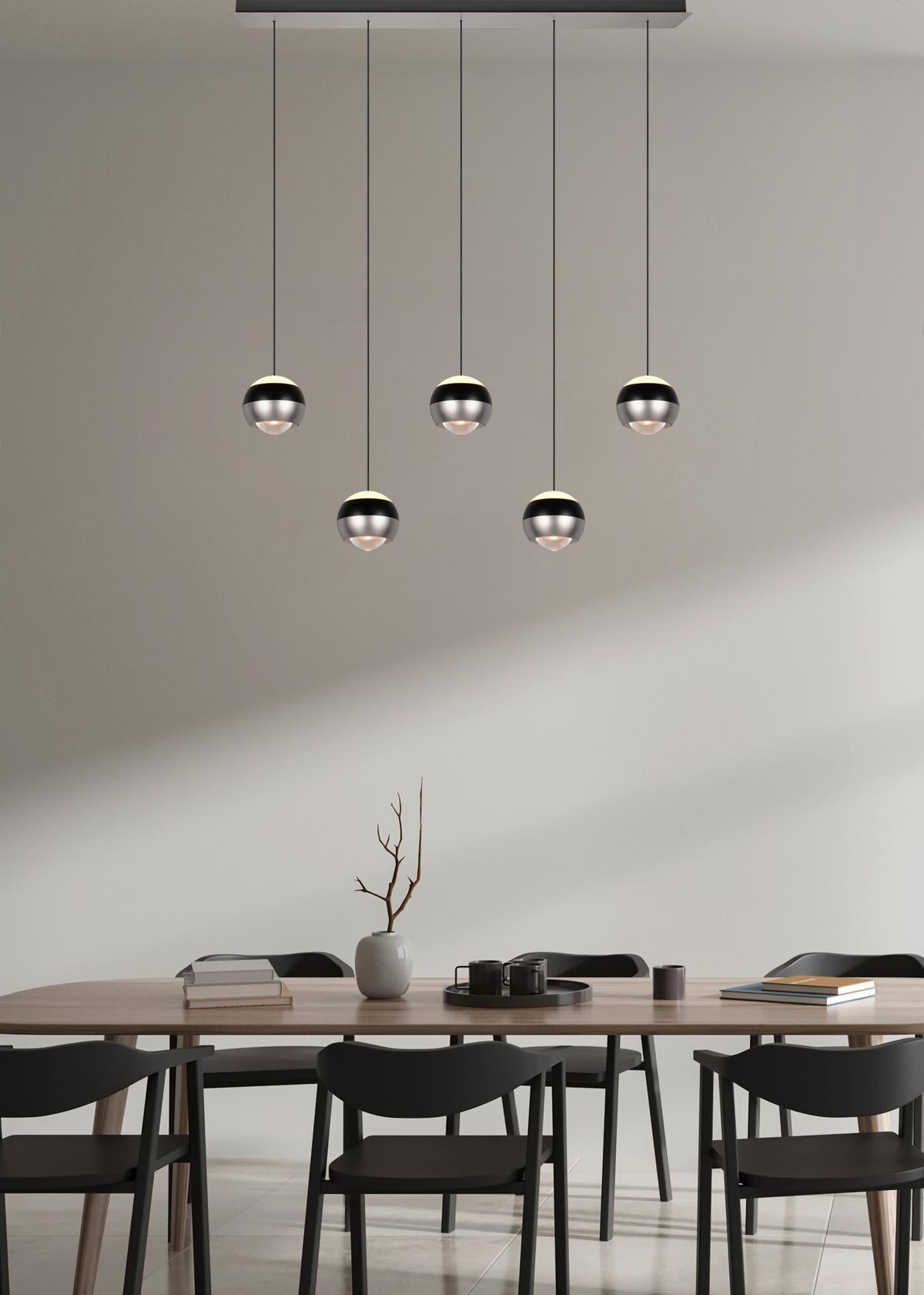 Led-pendelleuchte 344410507 Orbit - Schwarz/Nickelfarben, Design, Metall (100/10,5/200cm) - Trio Leuchten