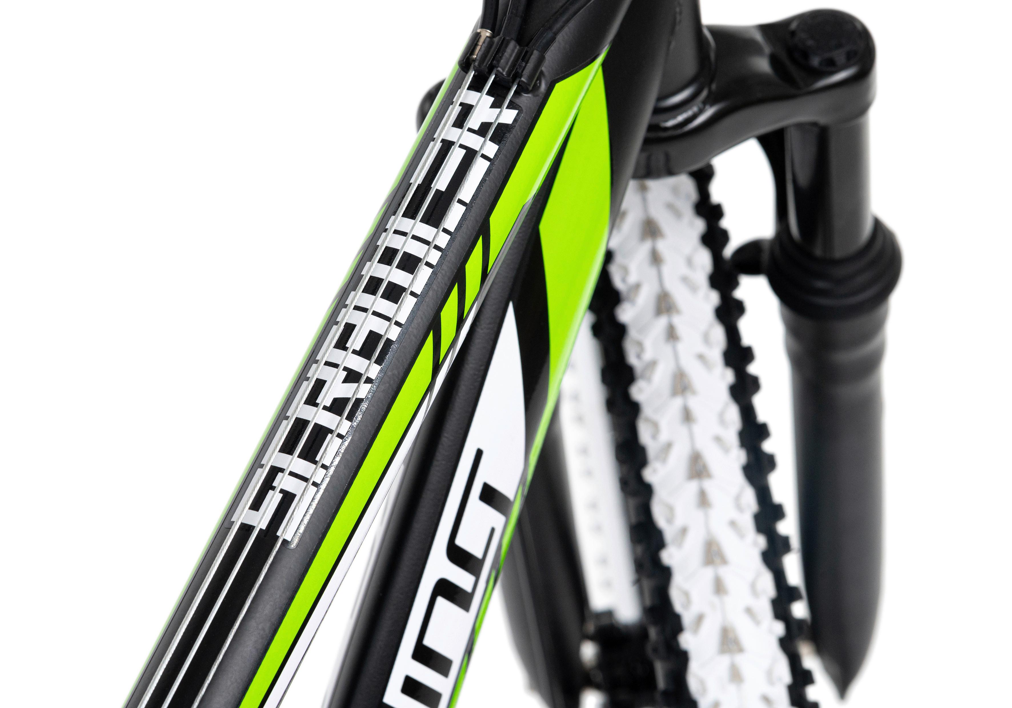 Mountainbike SCRAWLER  aus Stahl in Schwarz/Grün mit 21 Gängen Detail Rahmen