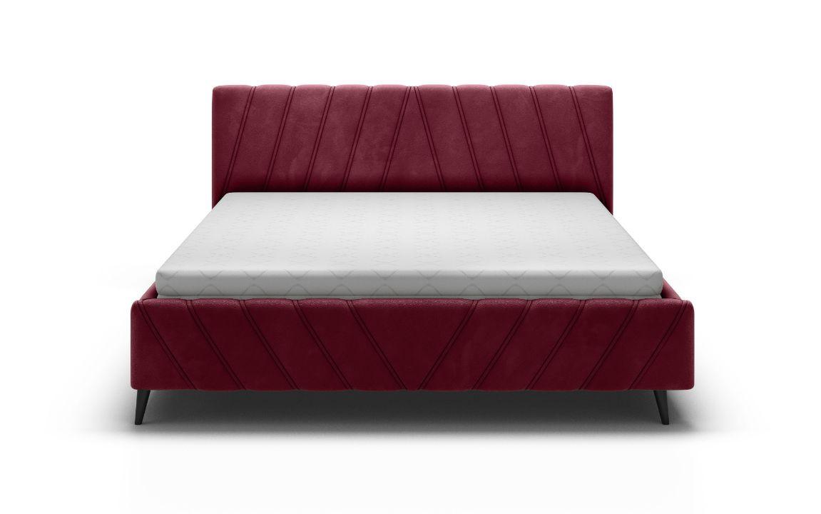 Čalúnená Posteľ Melli S Roštom 140x200 Cm - čierna/bordová, Design, drevo/textil (140/200cm)