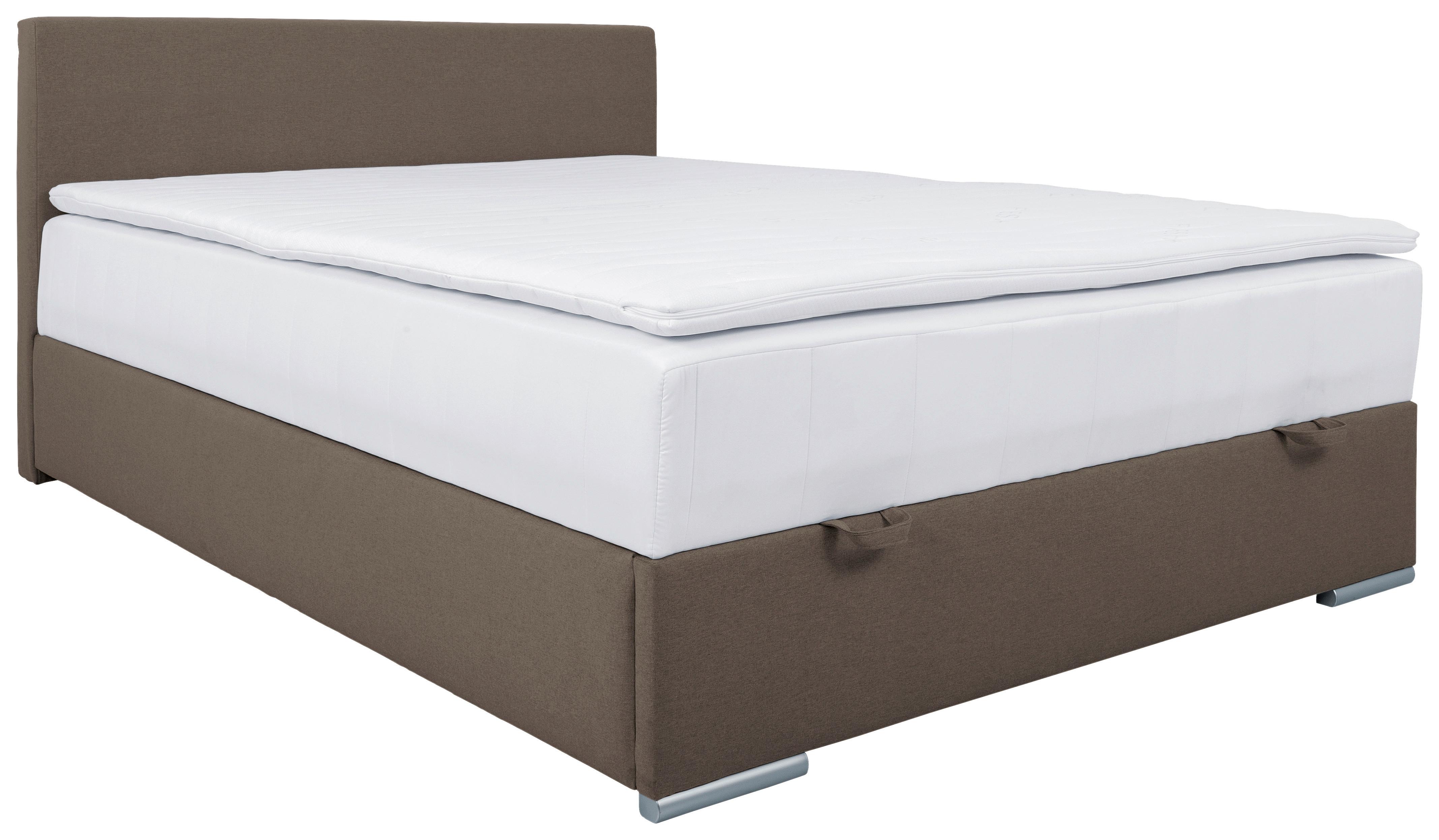 Čalouněná postel COSI 140x200 cm, kamenná - barvy chromu/pískové barvy, Konvenční, kov/dřevo (140/200cm)