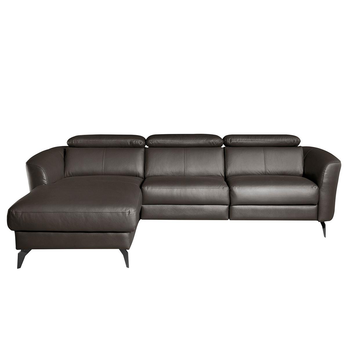 Ecksofa Berne Dunkelbraun S: 183x261 Cm - Dunkelbraun/Schwarz, Design, Leder/Textil (183/261cm) - Livetastic