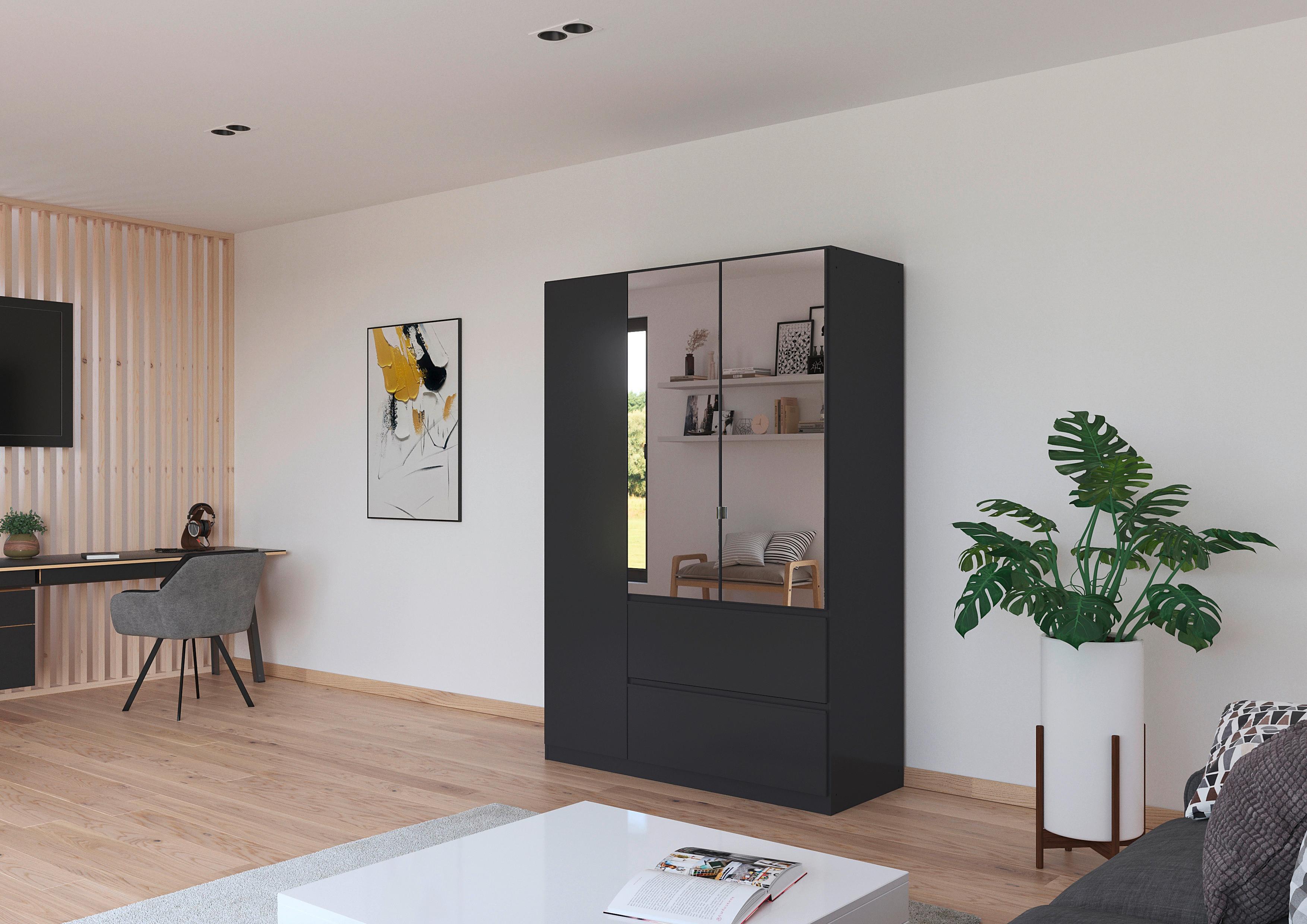 Drehtürenschrank Costa Dunkelgrau B: 136 cm - Dunkelgrau, MODERN, Holzwerkstoff (136/197/54cm) - Rauch Möbel