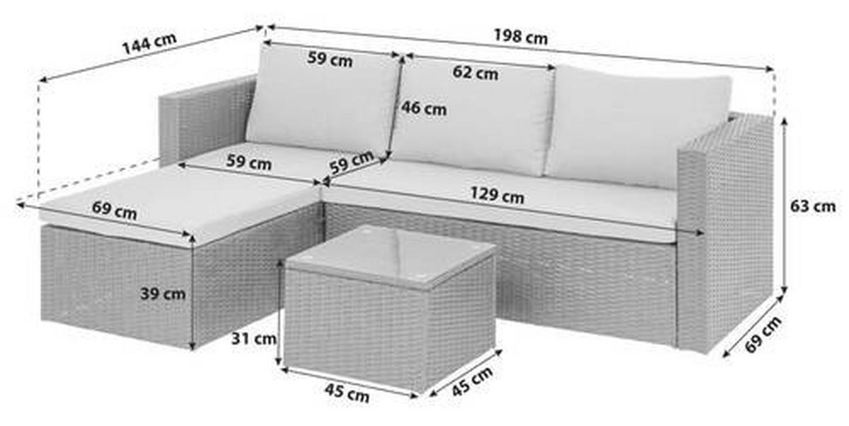 Lounge-garnitúra Sky - fekete/sötétszürke, Modern, műanyag/Üveg (137/198cm) - Ondega