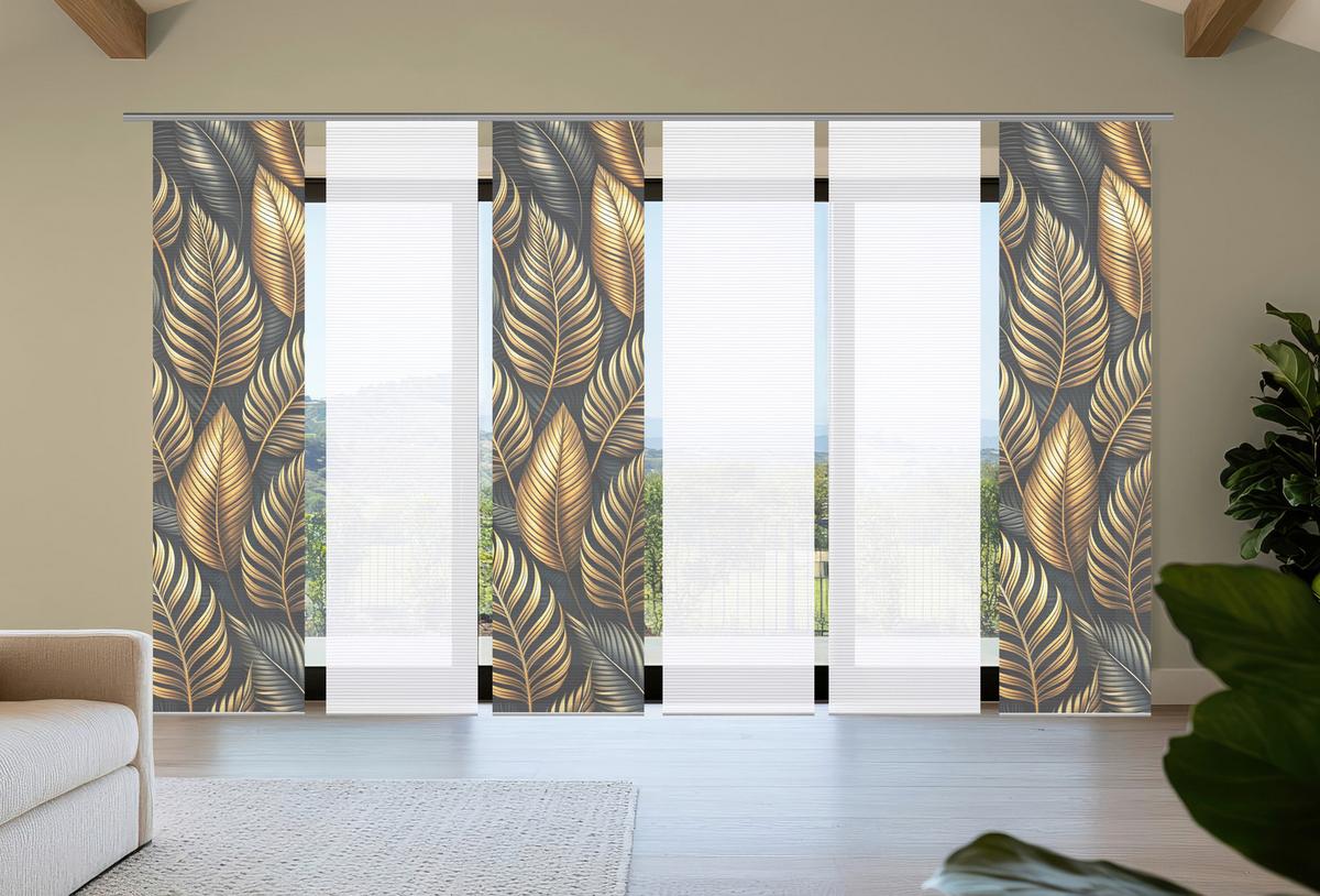 Flächenvorhang Zedric 6er Set - Anthrazit/Goldfarben, Natur, Textil (60/245cm)