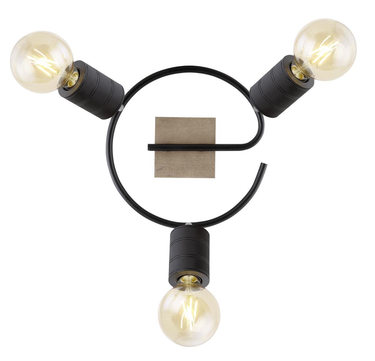 Strahler Josella 3-Flammig verstellbar Ø 29 cm - Dunkelbraun/Schwarz, Design, Holz/Metall (29/18cm) - Globo