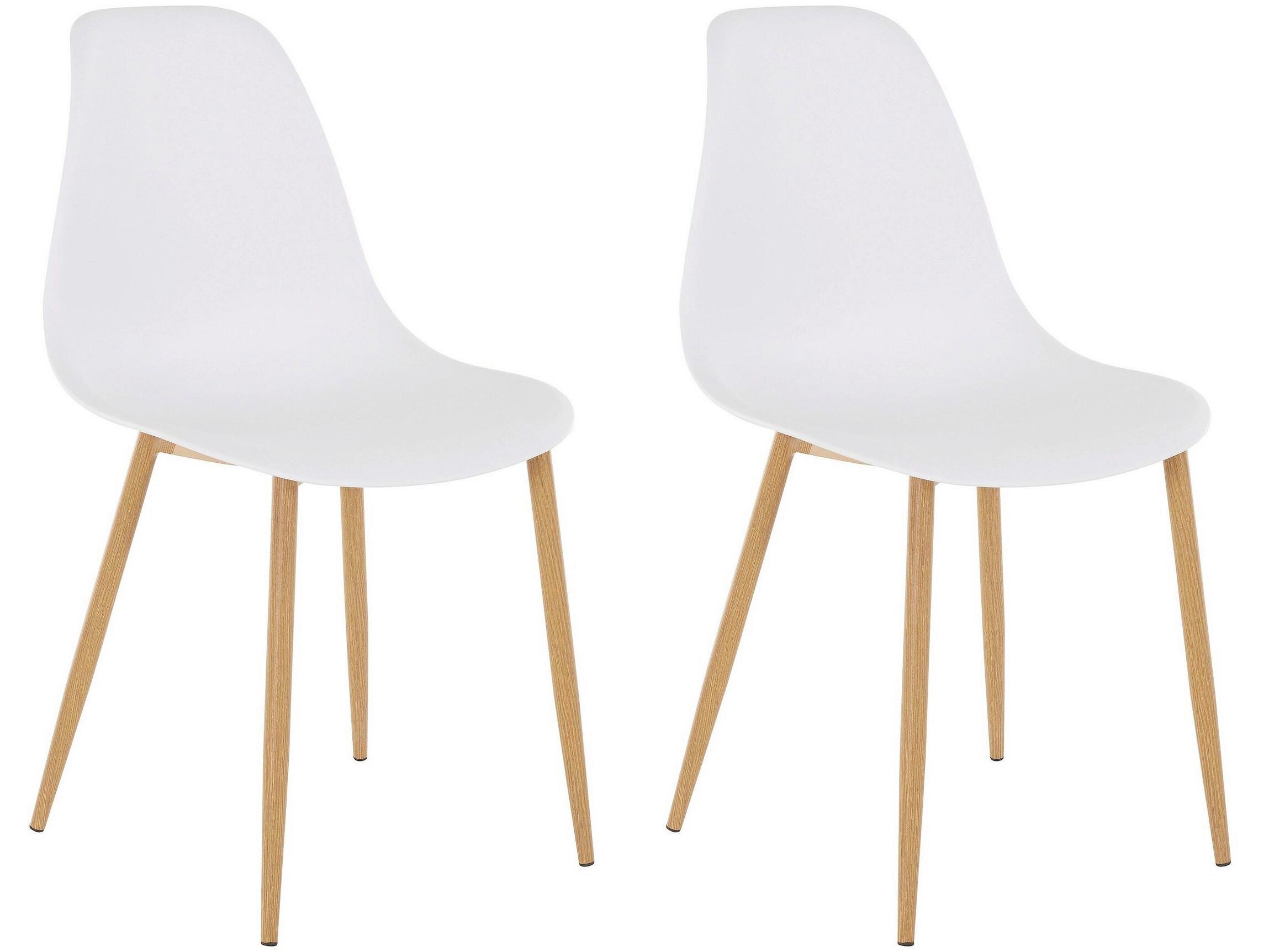 Stuhl-Set Miller Weiß/Eiche Dekor B: 44cm 2--Teilig - Eichefarben/Weiß, Design, Kunststoff/Metall (44/87/52cm) - MID.YOU