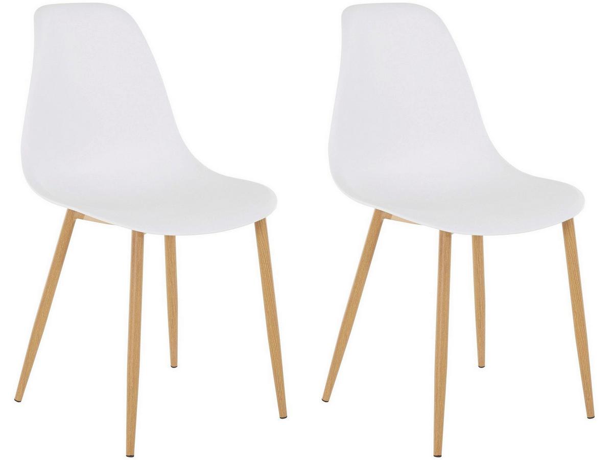Stuhl-set Miller Weiß/eiche Dekor B: 44cm 2--Teilig - Eichefarben/Weiß, Design, Kunststoff/Metall (44/87/52cm) - MID.YOU
