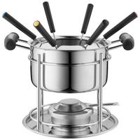 Fondue-Set 11-Teilig 6 Gabeln Edelstahl - Silberfarben, Trend, Metall - Mäser