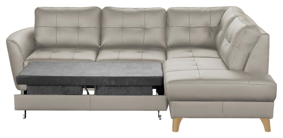 Ecksofa Nordic Platinfarben S: 236x190 cm - Platinfarben/Buchefarben, Design, Leder/Textil (236/190cm) - Livetastic