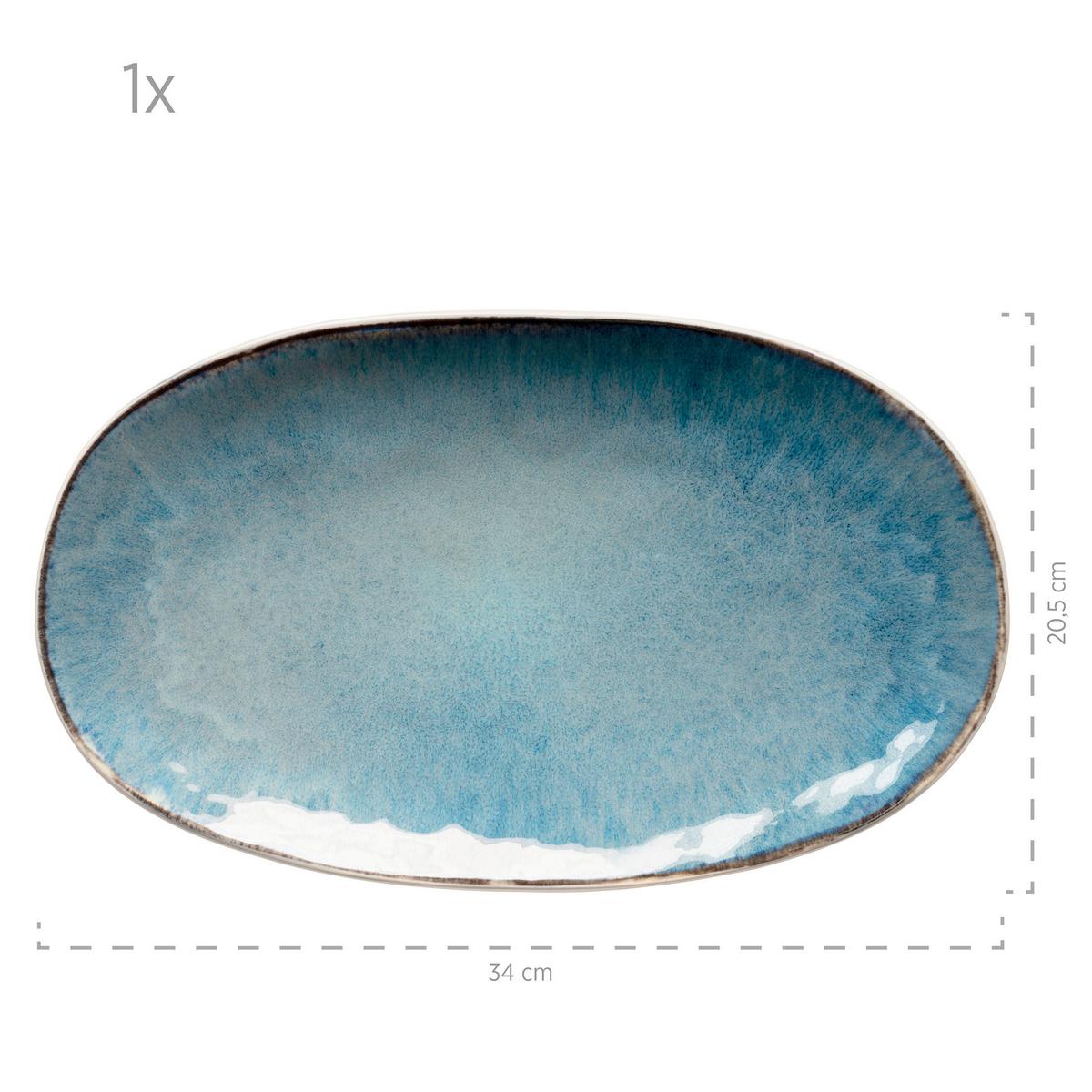 Servierplatte Aus Steinzeug Frozen 3--Teilig. Blau - Blau, Basics, Keramik (39/24,5/10cm) - Mäser