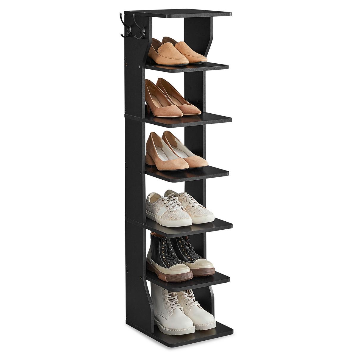 REGÁL NA TOPÁNKY SHOE RACK - čierna, Modern, kov/kompozitné drevo (26,4/110,4/30cm) - MID.YOU