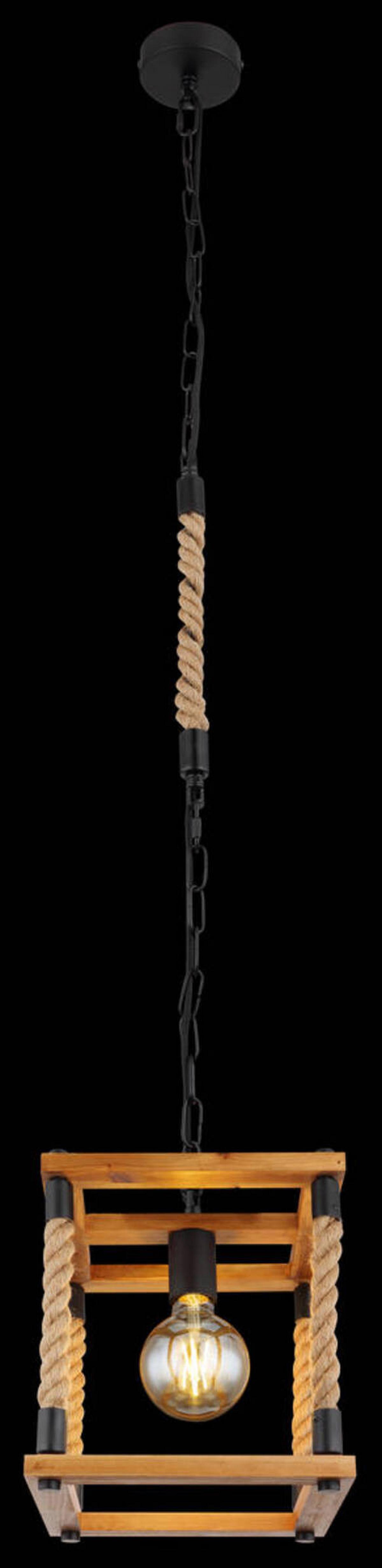 Hängeleuchte 15691h - Schwarz/Braun, Natur, Naturmaterialien/Holz (25/25/120cm) - Globo