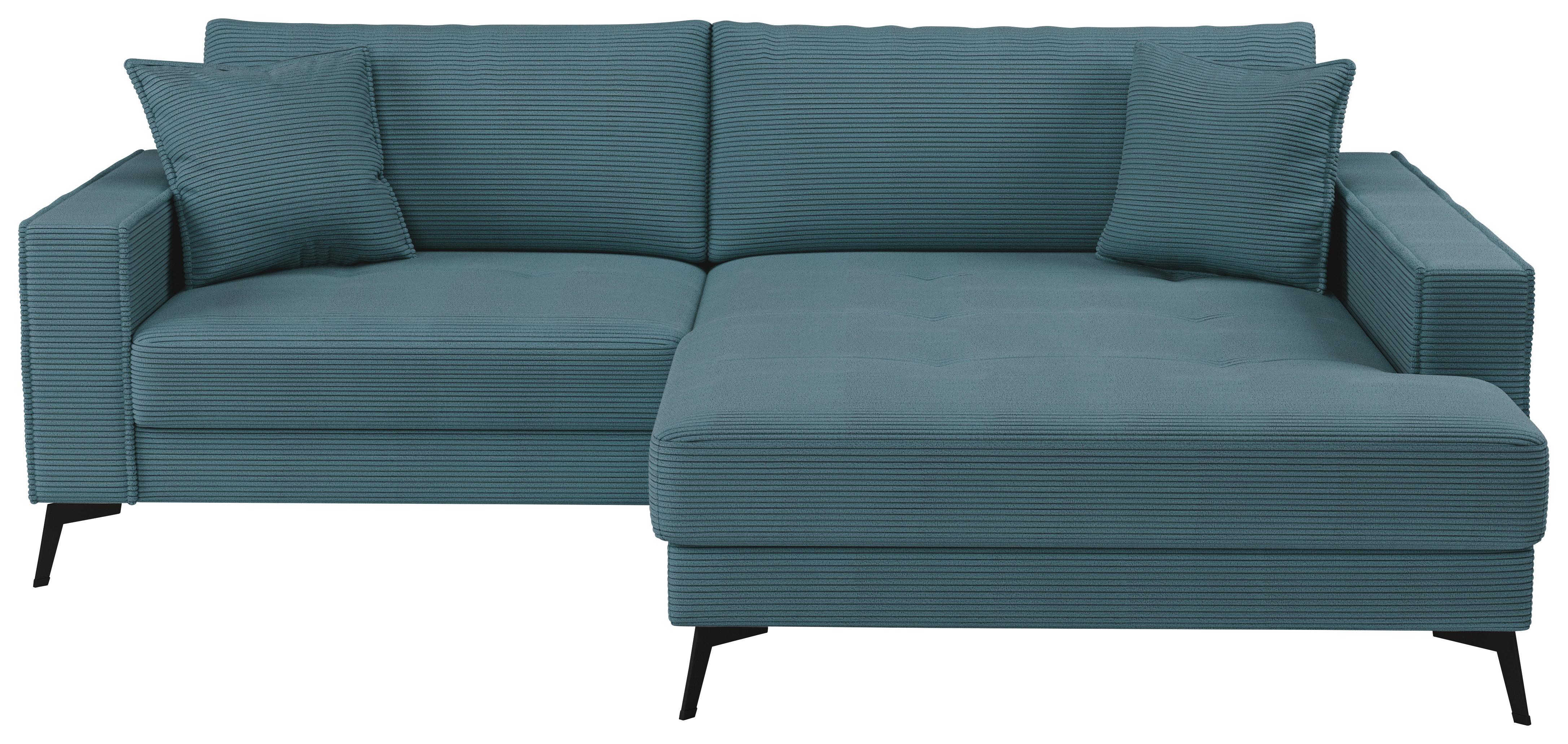 Ecksofa Ted Blaugrün S: 228x174 Cm - Blau/Schwarz, Trend, Textil (228/174cm)