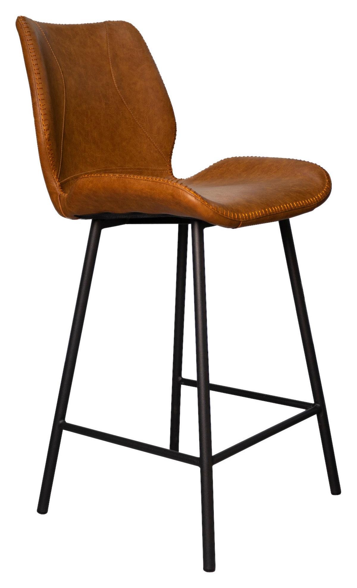 Barhocker-Set Barron - Cognac/Schwarz, KONVENTIONELL, Kunststoff/Textil (47/99/55cm) - MID.YOU