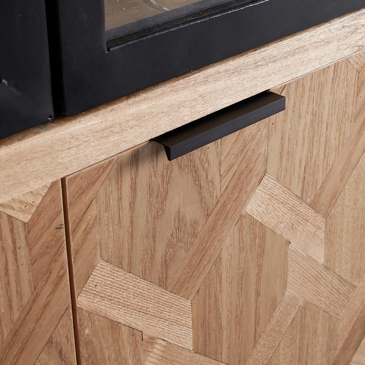 Vitrína MILANO jasan - šedá/černá, Moderní, kov/dřevo (90/186/40cm) - Bessagi Home