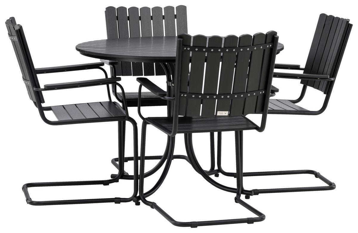 Gartentischgruppe Holmsund - Schwarz, KONVENTIONELL, Metall - Gardenson