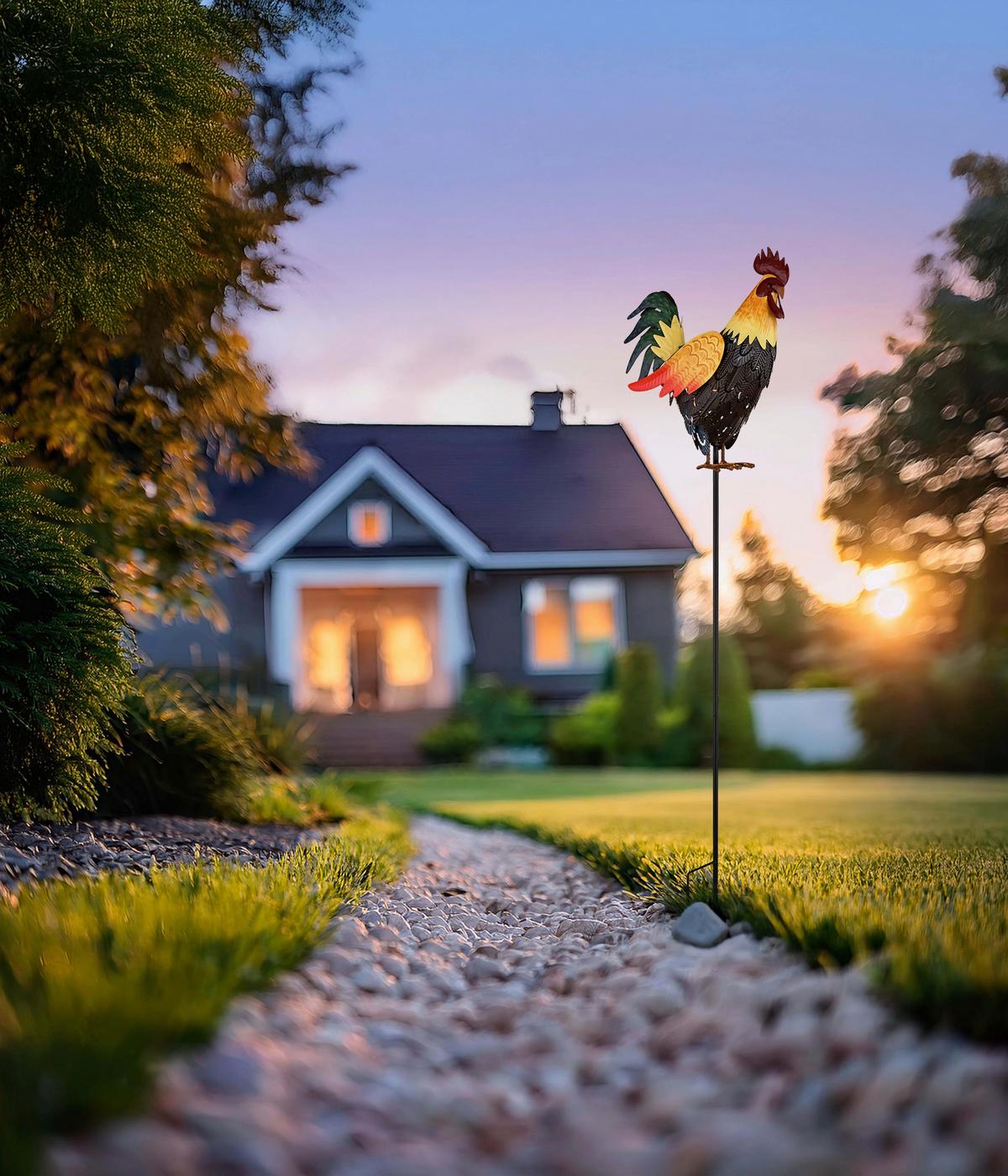 Solarleuchte 3000k, Warmweiß - Gelb/Schwarz, Design, Metall (28,5/13/100cm) - Globo