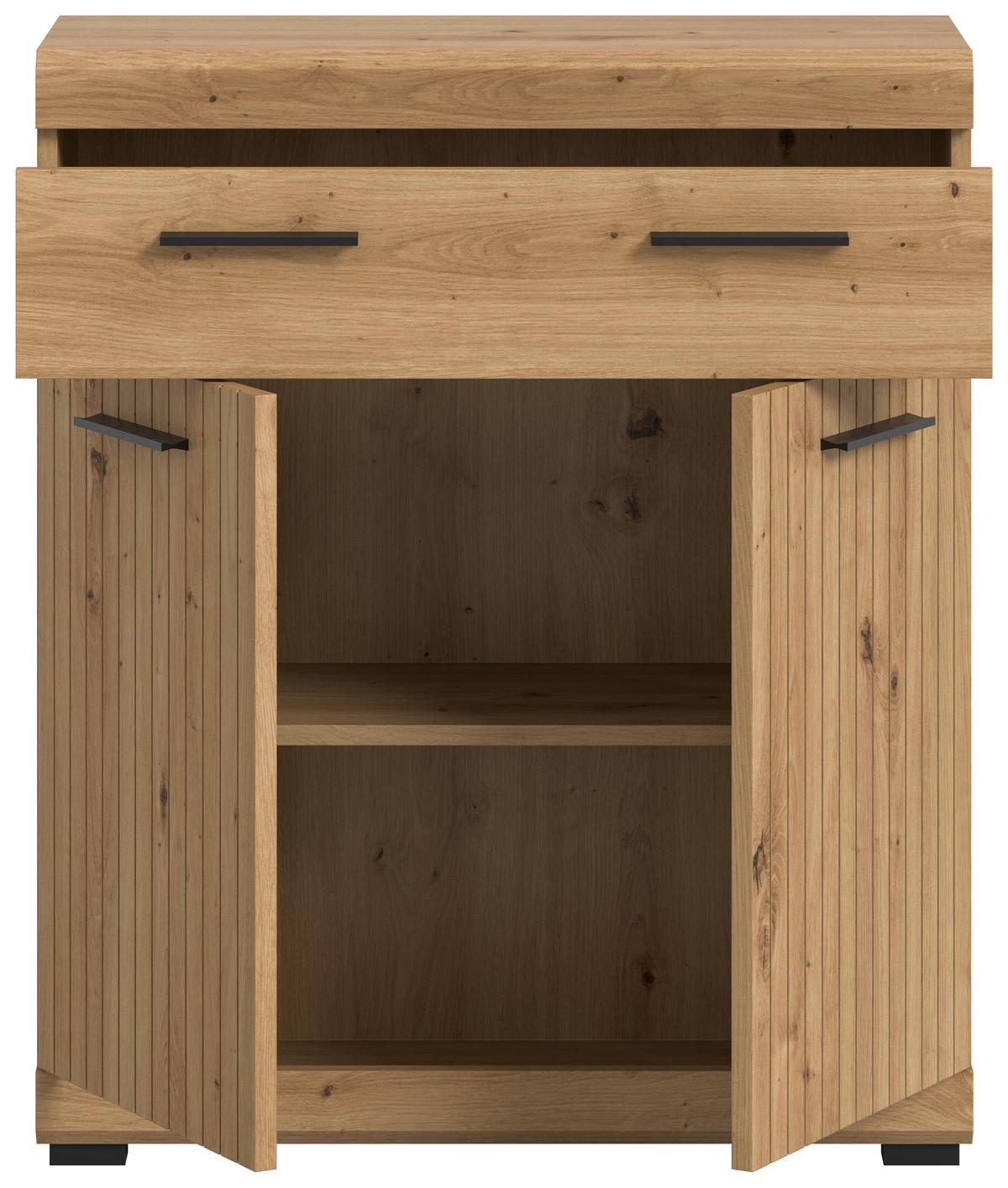 Midischrank Scout Eiche Artisan Dekor B: 74cm - Schwarz/Eiche Artisan, Trend, Holzwerkstoff (74/88/31cm) - MID.YOU