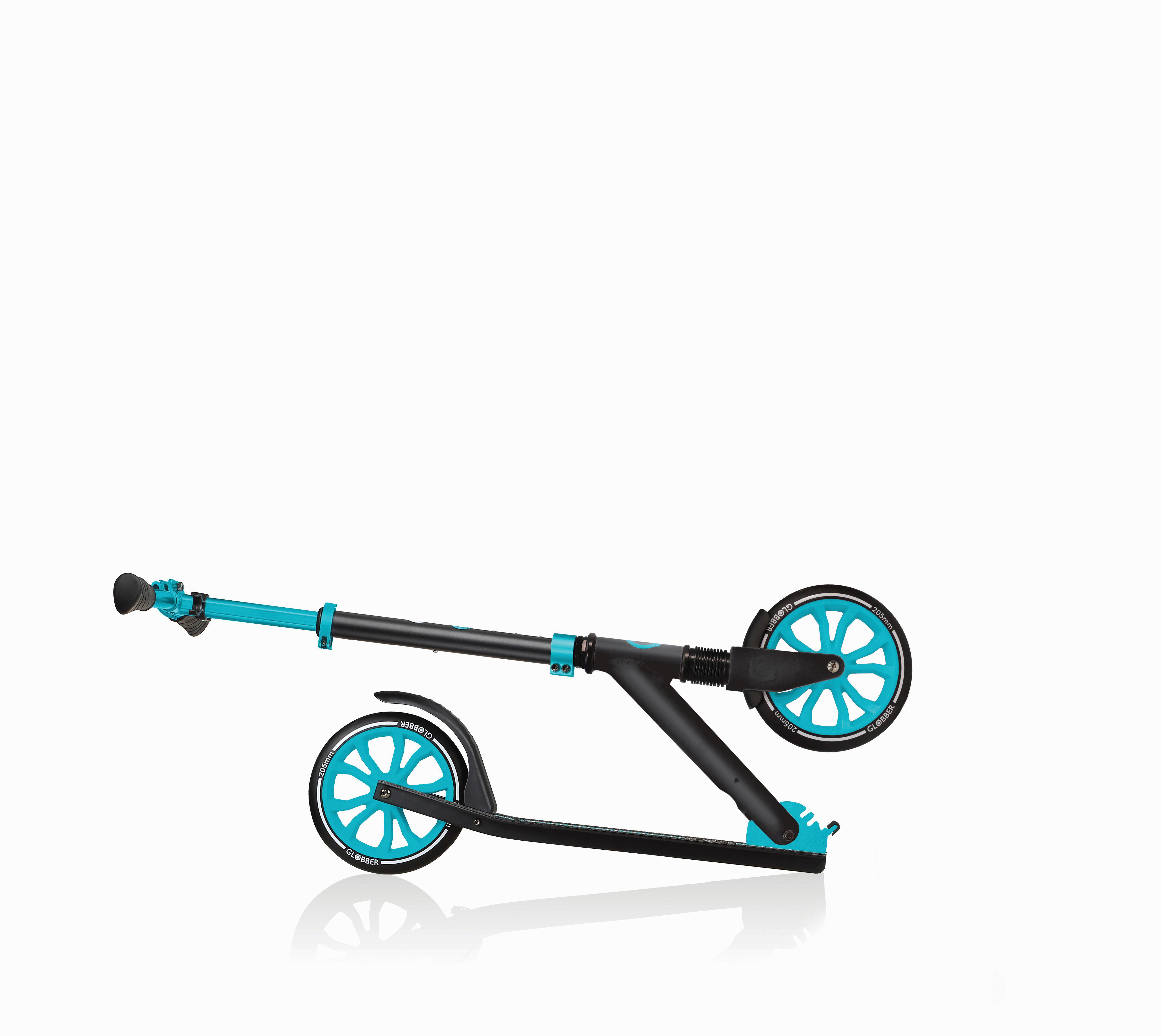 Scooter Globber Schwarz/Türkis Ø 205 mm, klappbar - Türkis/Schwarz, Basics, Metall (89/45/108cm)