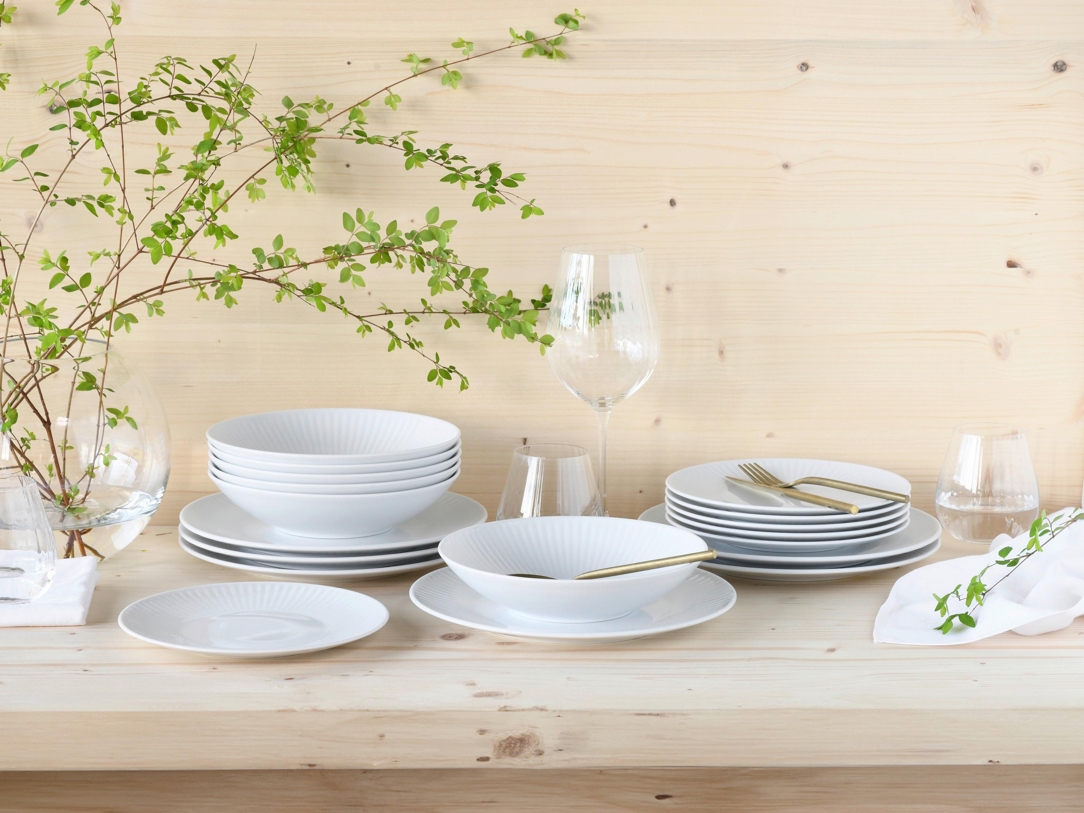 Speisetellerset Valencia 18--Teilig. Weiß - Weiß, Design, Keramik - Creatable