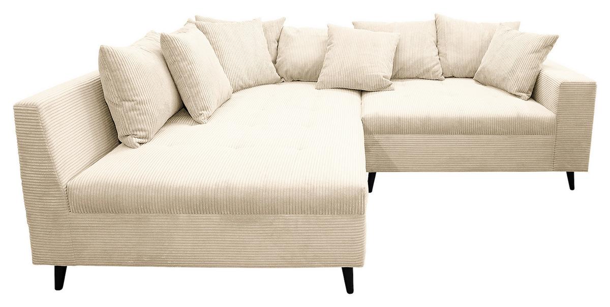 Ecksofa Pruno, Creme S: 174x247 Cm - Creme/Schwarz, Design, Textil (174/247cm) - MID.YOU