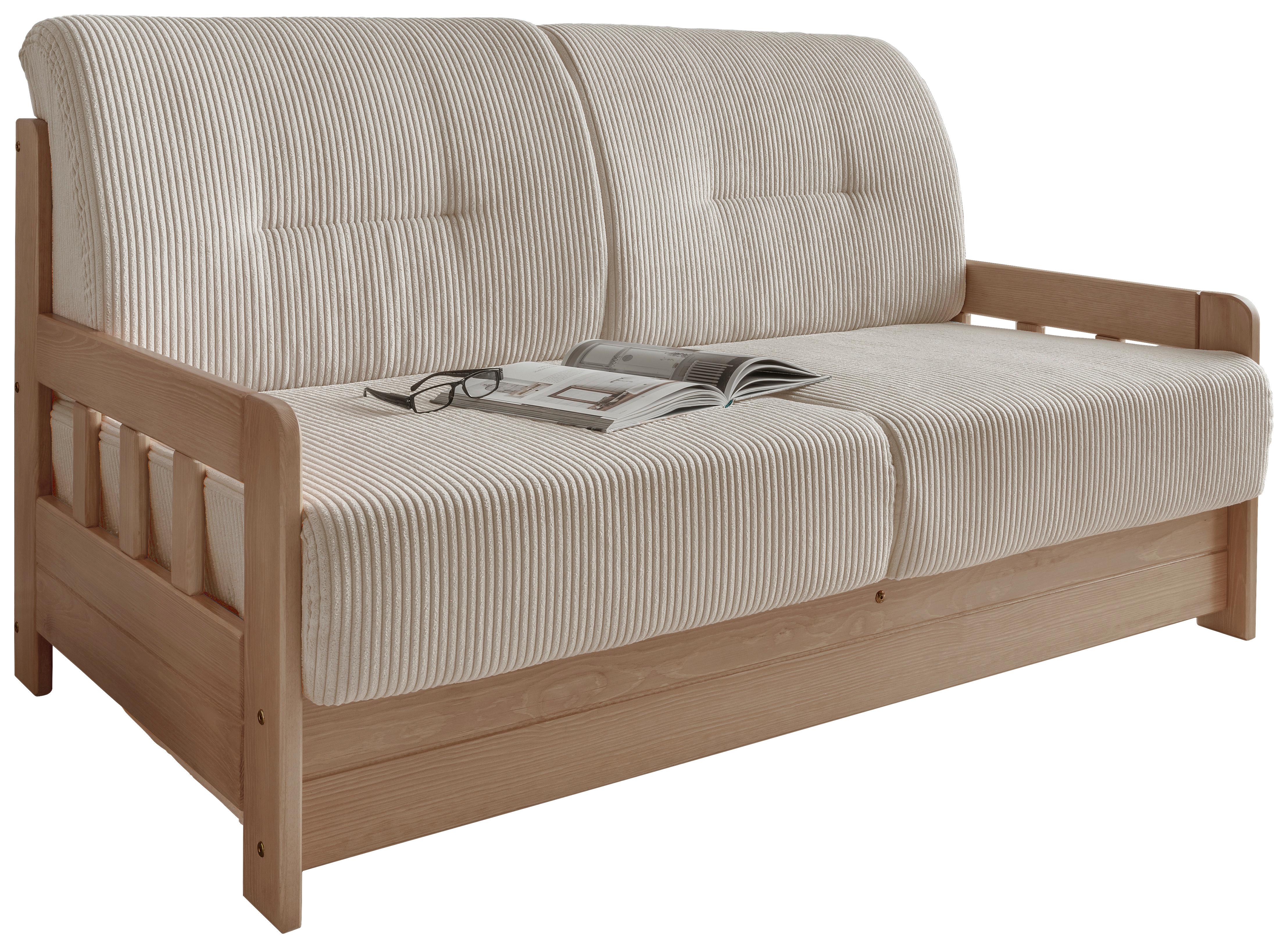 2-Sitzer-Sofa mit Schlaffunktion Camino B:154 cm - Beige/Naturfarben, MODERN, Holz/Textil (154/88/90cm) - Livetastic