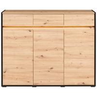 Kommode mit Led B: 130,5 cm Welcome, Eiche Dekor/Schwarz - MODERN, Holzwerkstoff (130,5/109/38cm)
