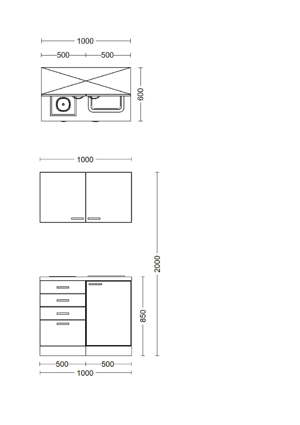 Minikuchyně Cara šířka 100 cm - rákosová zelená/černá, Moderní, kov/kompozitní dřevo (100cm)