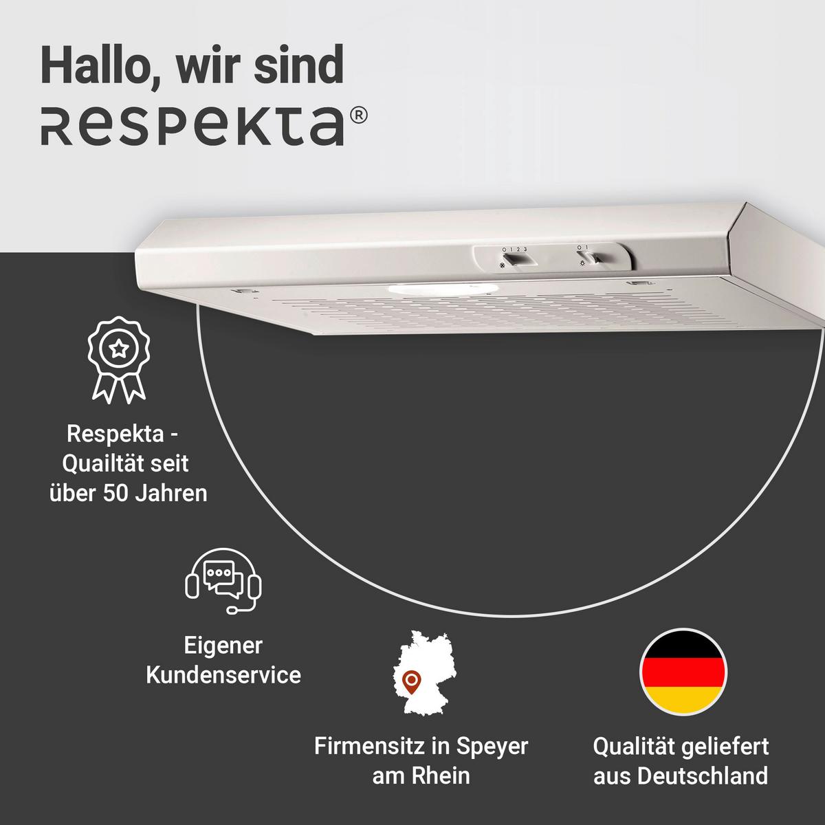 Dunstabzugshaube Respekta Suna 60 Cm - Weiß, Trend, Metall (60/7,6/47cm) - Respekta
