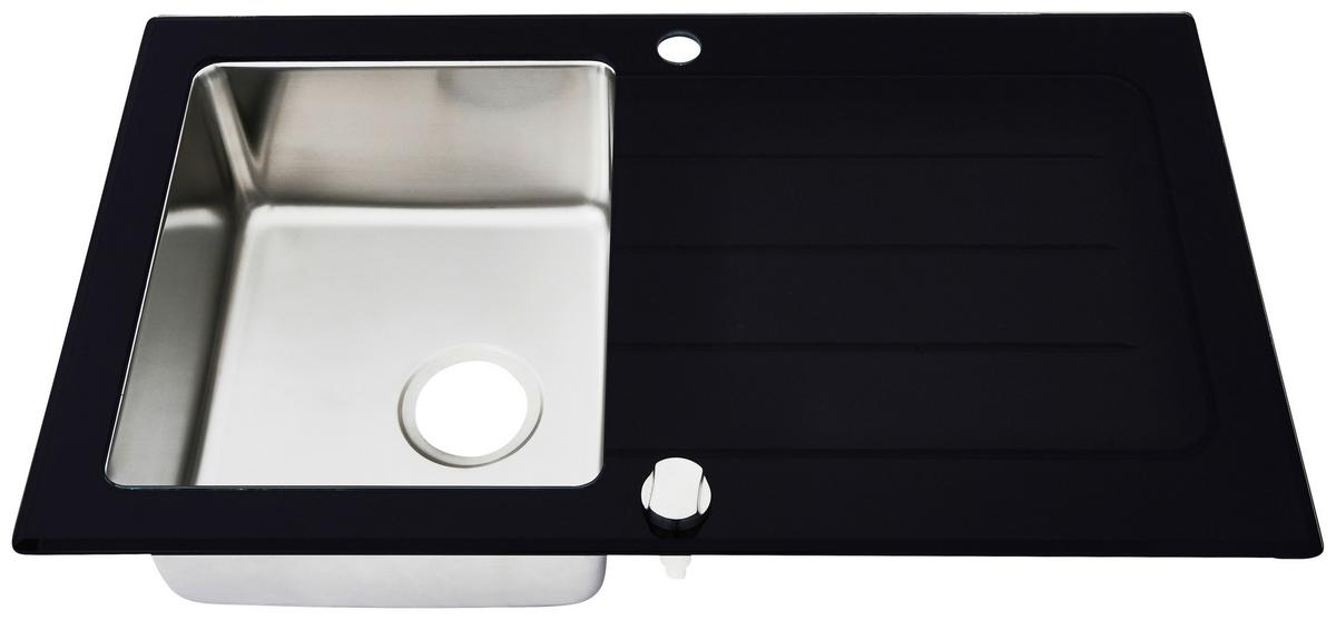 Spüle Respekta Edelstahl Bxt: 86x50 cm - Schwarz, Trend, Glas/Metall (86/21/50cm) - Respekta