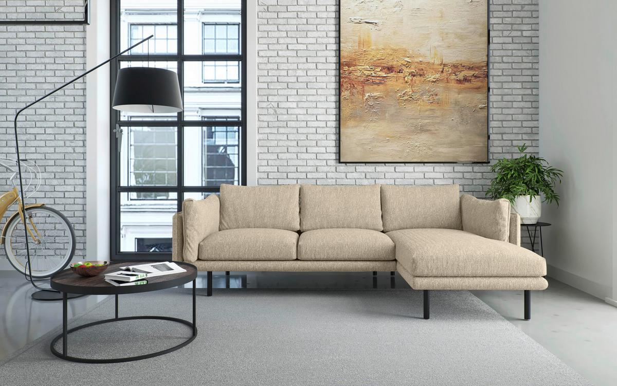 Ecksofa Salama - Beige/Schwarz, Design, Textil (268/160/100cm) - Livetastic