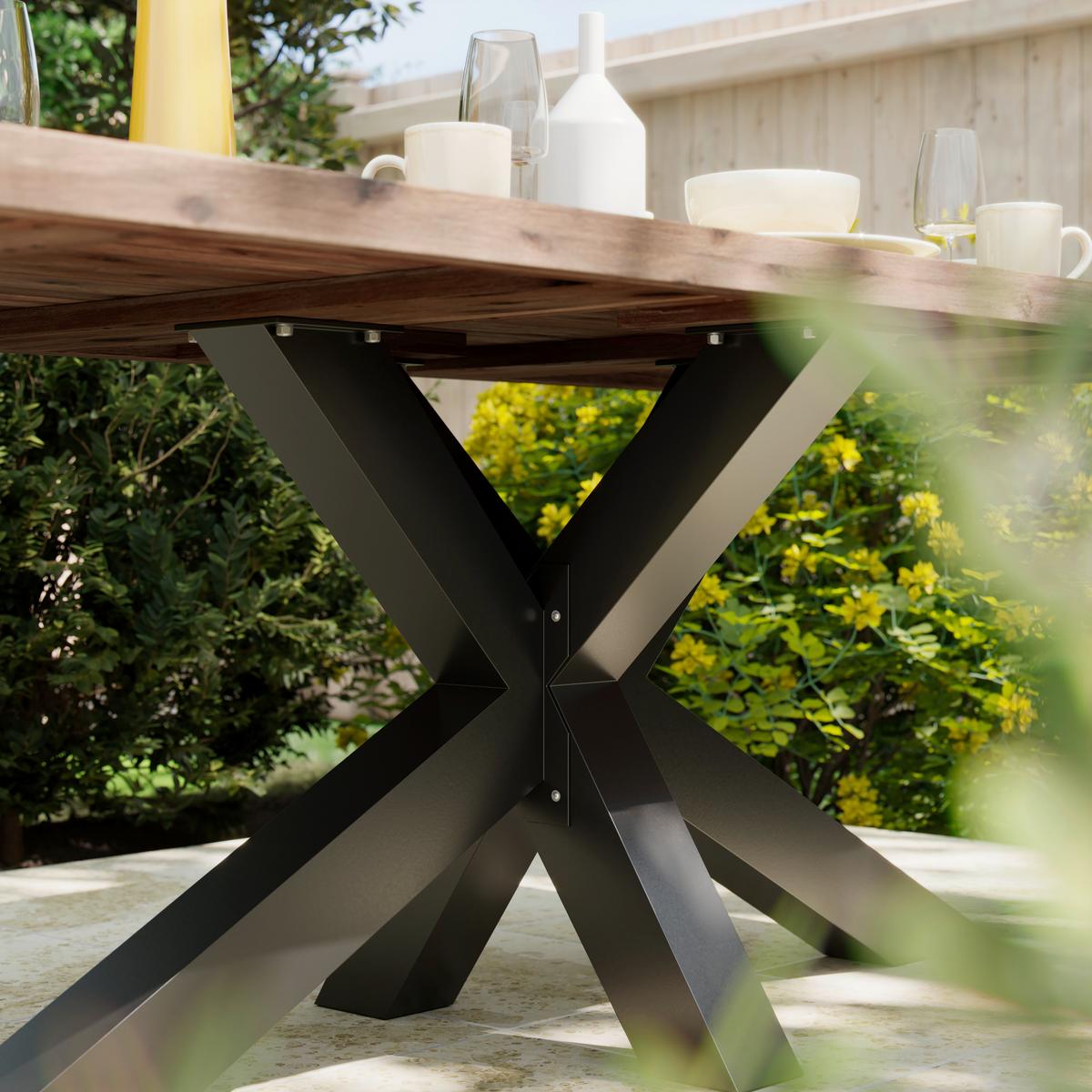 ZÁHRADNÝ STÔL ALENA - čierna/farba akácie, Natur, kov/drevo (200/100/76cm) - Mömax