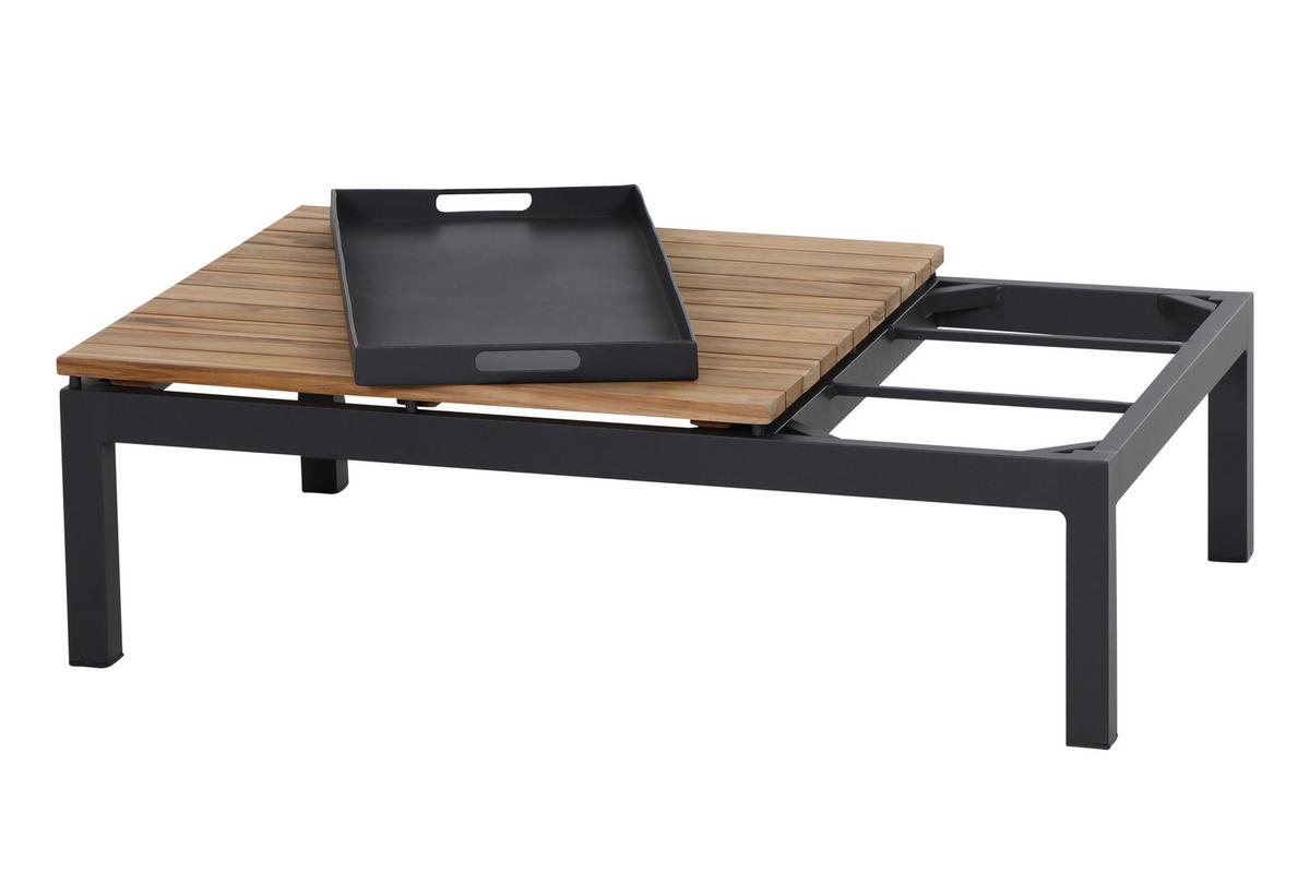 Loungegarnitur 4-Tlg Teakholz/Metall mit Kissen - Anthrazit/Grau, KONVENTIONELL, Holz/Textil (252/84/252cm) - Siena Garden